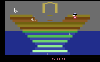 Sorcerer's Apprentice (Atari 2600) screenshot: Better hurry, the water level is getting rather high!