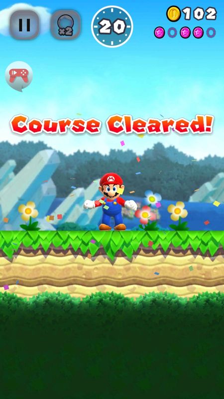 Super Mario Run (Android) screenshot: Course Cleared!