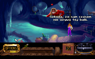 Fables & Fiends: Hand of Fate (DOS) screenshot: At Yeti's place (Polish version)