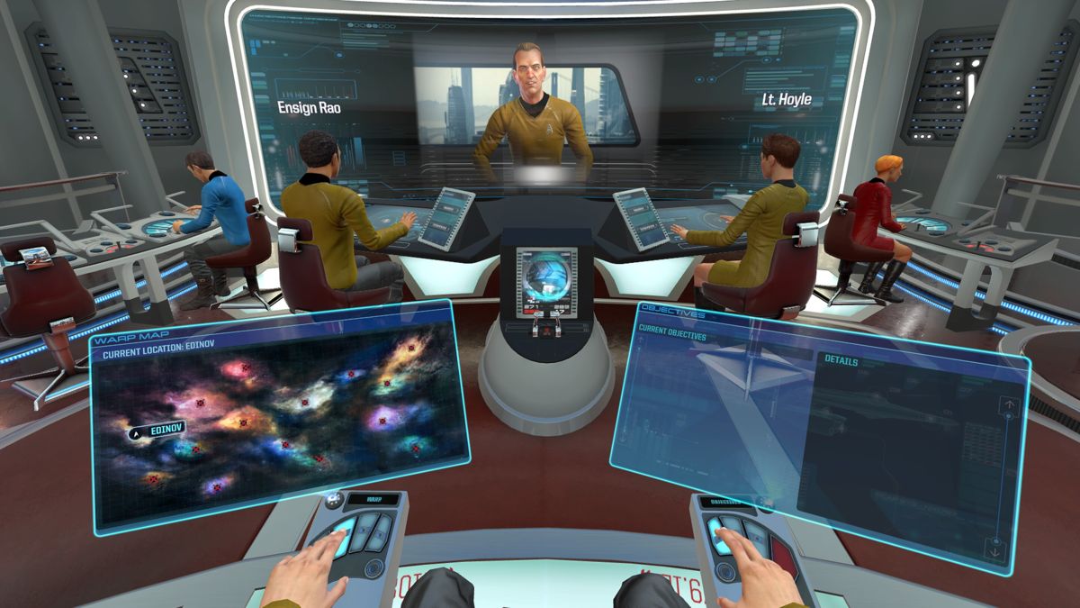 Star Trek: Bridge Crew (PlayStation 4) screenshot: Receiving mission directive from high command (TV mode)