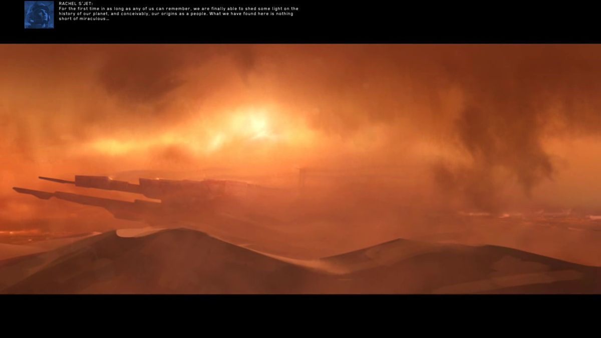 Homeworld: Deserts of Kharak (Windows) screenshot: sand storm