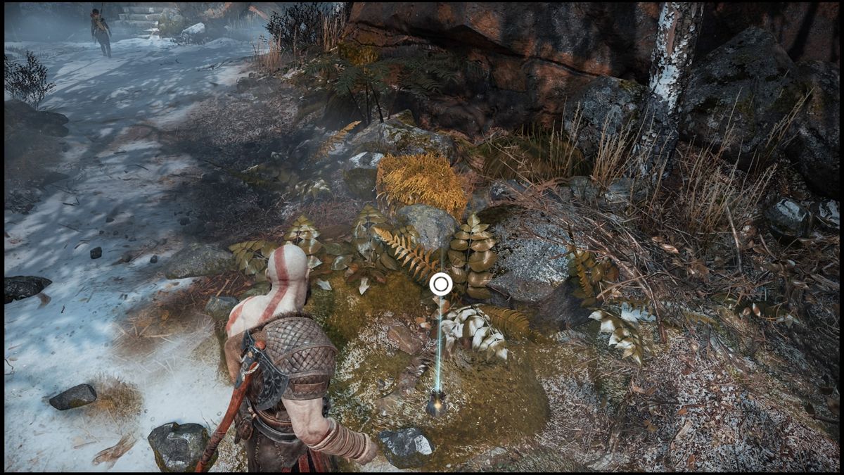 God of War (PlayStation 4) screenshot: Healing potions, gold and lost relics can be found lying around