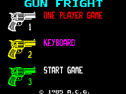 Gunfright (ZX Spectrum) screenshot: Start the game.
