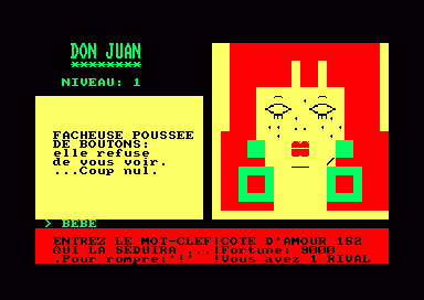 Don Juan (Amstrad CPC) screenshot: Acne attack (a dynamic redhead)