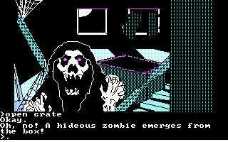 The Crimson Crown (DOS) screenshot: Zombie attack! (CGA)
