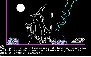 The Crimson Crown (DOS) screenshot: A witch at her brew. (CGA)