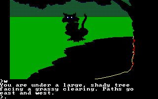 The Crimson Crown (DOS) screenshot: A black cat is here (PCjr)