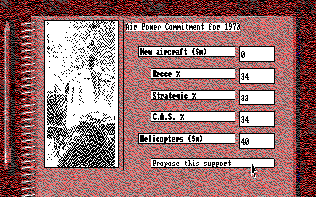 'Nam 1965-1975 (DOS) screenshot: Propose some air support (EGA)