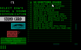 Command & Conquer (DOS) screenshot: sound card setup