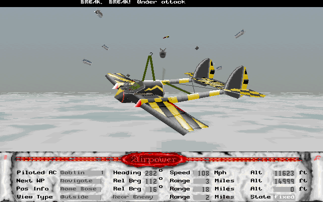 Air Power: Battle in the Skies (DOS) screenshot: Enemy fighter close-up (SVGA).