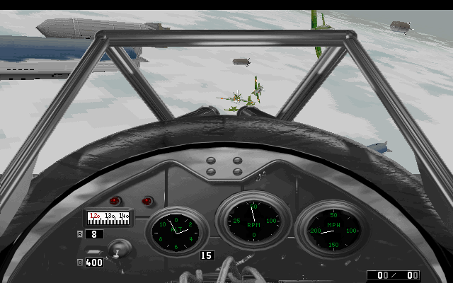 Air Power: Battle in the Skies (DOS) screenshot: Cockpit view (SVGA).