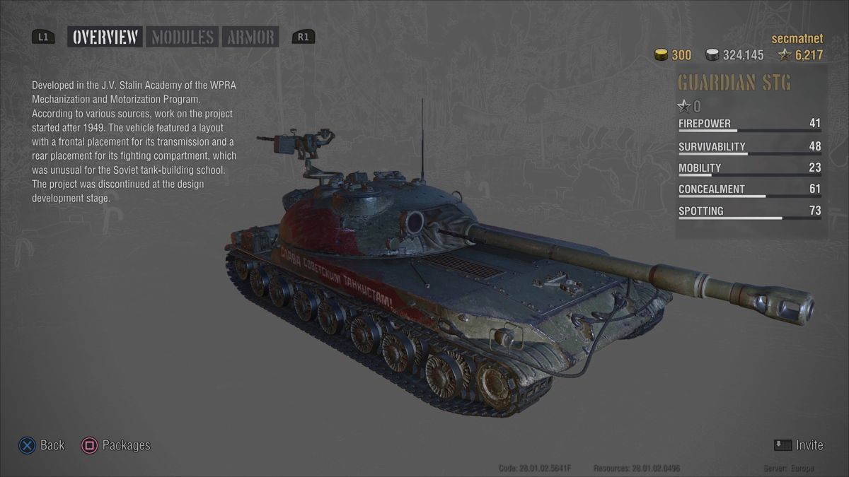 Screenshot of World of Tanks: STG Guardian Prime (PlayStation 4, 2018 ...