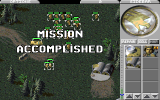 Command & Conquer (DOS) screenshot: completing a mission