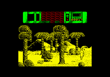 Time Machine (Amstrad CPC) screenshot: Falling rocks.
