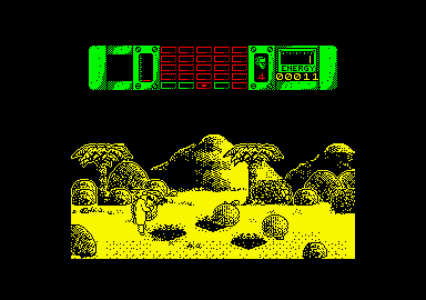 Time Machine (Amstrad CPC) screenshot: Moving rocks.