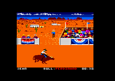 World Games (Amstrad CPC) screenshot: Bull Riding.