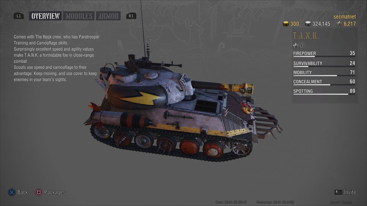World of Tanks: Mercenaries - T.A.N.K. Ultimate (PlayStation 4) screenshot: T.A.N.K. tank overview