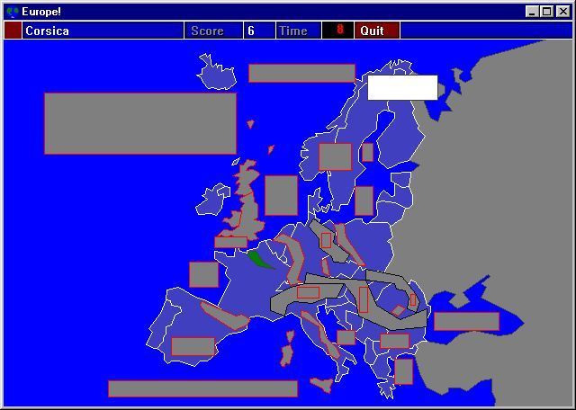 Europe! (Windows) screenshot: This is the start of the Geographical Features game