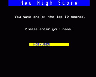 Frenzy (BBC Micro) screenshot: Entering the name for high score