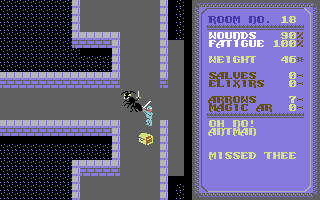 Temple of Apshai Trilogy (Commodore 64) screenshot: Battling an antman with my sword.
