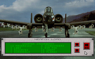 A-10 Tank Killer (DOS) screenshot: Weapon load