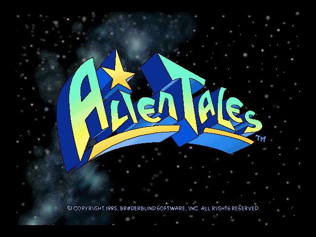 Alien Tales (Macintosh) screenshot: Alien Tales title card (still showing the copyright date of the game's previous incarnation, which itself used the Alien Tales name)