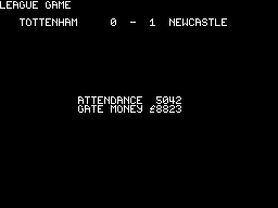 World Soccer (ZX Spectrum) screenshot: Full time. Lost 1-0.