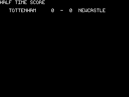 World Soccer (ZX Spectrum) screenshot: Half-time.