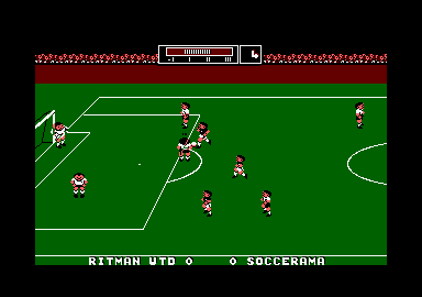 Match Day II (Amstrad CPC) screenshot: Through on goal.