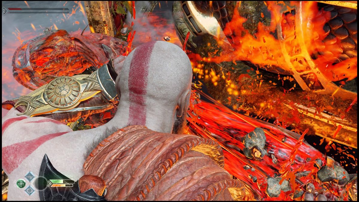 God of War (PlayStation 4) screenshot: Deadly splitting-the-enemy-apart finisher