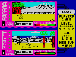 Spy vs. Spy: The Island Caper (ZX Spectrum) screenshot: Exploring the island.