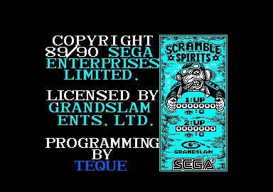 Scramble Spirits (Amstrad CPC) screenshot: Title screen.