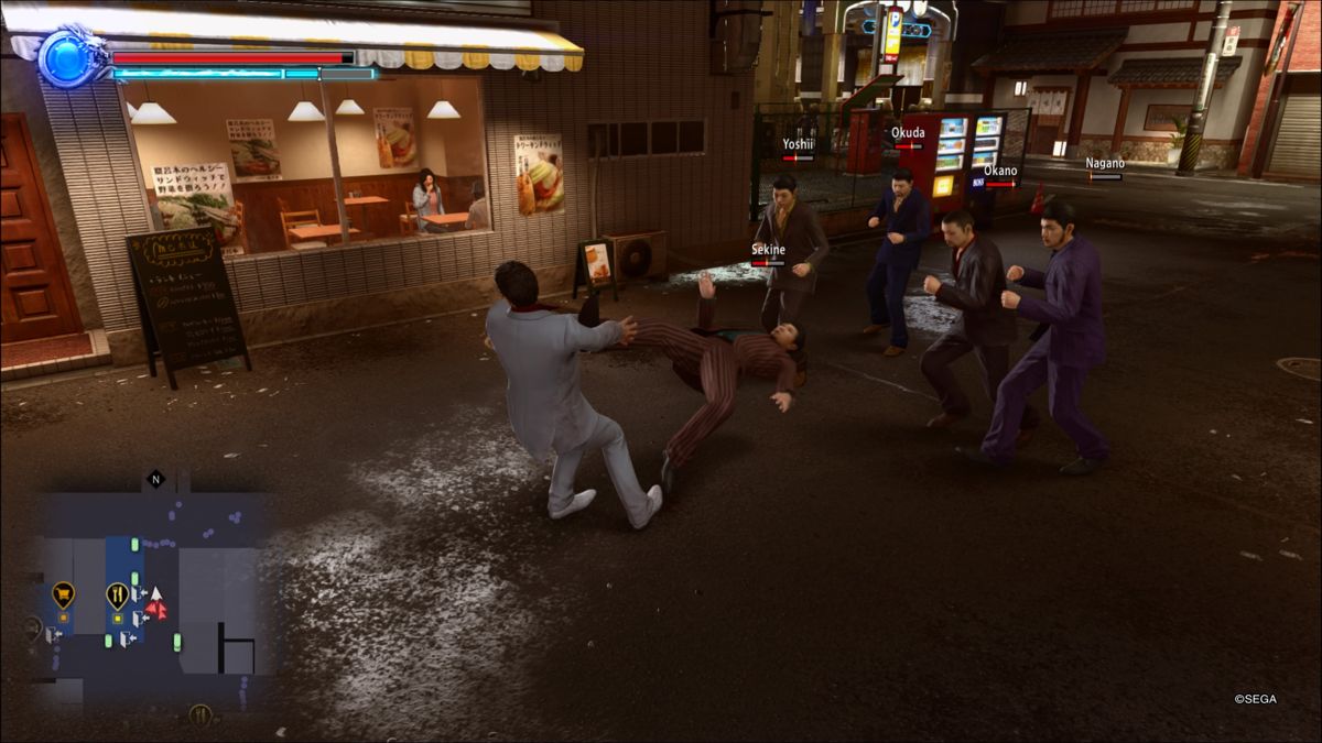 Yakuza: Kiwami 2 (PlayStation 4) screenshot: Let's play the game of spinning around