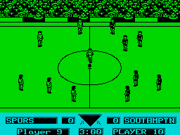 Gazza's Super Soccer (ZX Spectrum) screenshot: Kick-off.