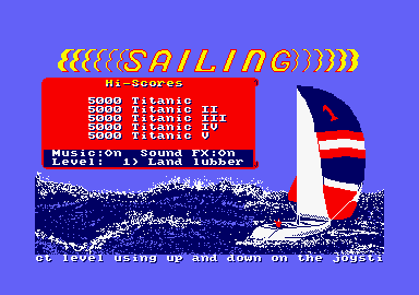 Sailing (Amstrad CPC) screenshot: Title screen.