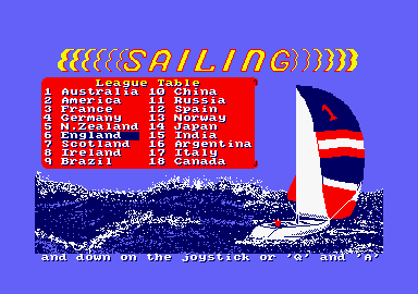 Sailing (Amstrad CPC) screenshot: Choose your country.