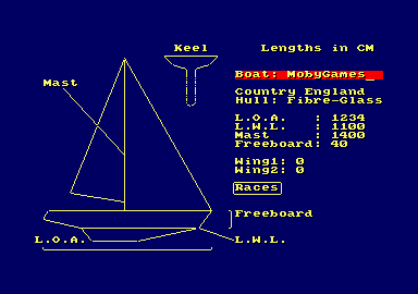 Sailing (Amstrad CPC) screenshot: Name your boat.