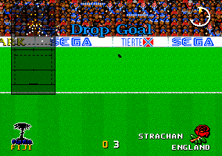 International Rugby (Genesis) screenshot: A drop goal has been scored.
