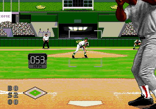 World Series Baseball '96 (Genesis) screenshot: The speed of the throw is shown.