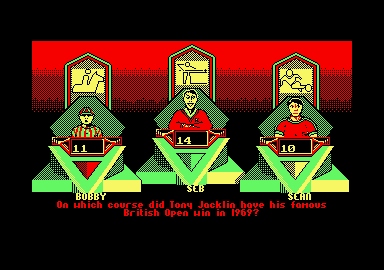 Sporting Triangles (Amstrad CPC) screenshot: Quick Fire round.