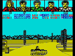 Power Drift (ZX Spectrum) screenshot: Round the bend.