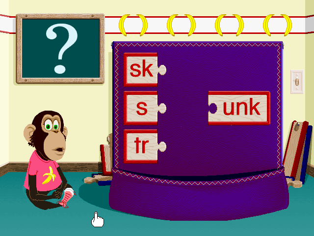 Ready, Set, Read with Bananas & Jack (Windows 3.x) screenshot: Starting to play 'Build words' mini-game