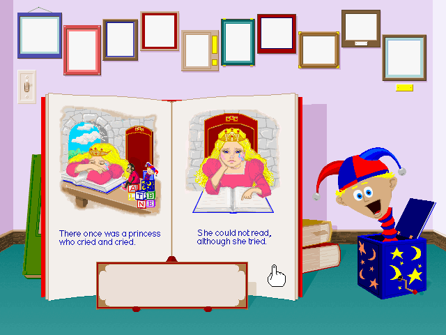 Ready, Set, Read with Bananas & Jack (Windows 3.x) screenshot: Starting the 'Story reading' mini-game