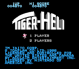 Tiger-Heli (NES) screenshot: North American Title Screen