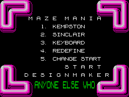 Maze Mania (ZX Spectrum) screenshot: Title screen.