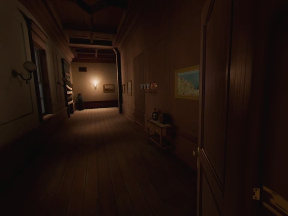 The Invisible Hours (PlayStation 4) screenshot: Traversing the manor's hallways (VR mode)