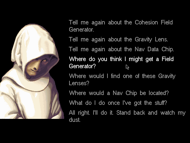 Gateway II: Homeworld (DOS) screenshot: Conversation interface