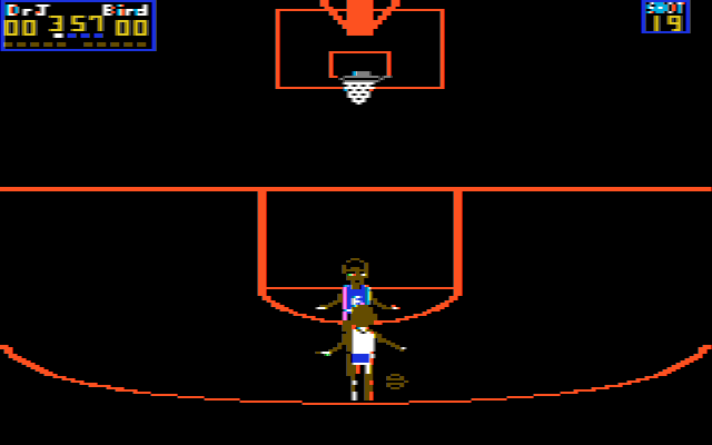 One-on-One (PC Booter) screenshot: Starting a game (CGA Composite)