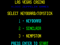 Las Vegas Casino (ZX Spectrum) screenshot: Title screen.