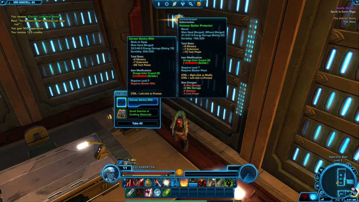 Star Wars: The Old Republic (Windows) screenshot: Found some loot.